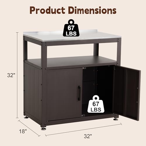 Feasto Heavy-Duty Potting Bench with Storage & Stainless Steel Top - color: Brown