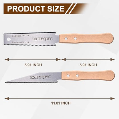 2 Pack Japanese Pull Saw, 6-Inch Double Edge Hand Saw for Wood Cutting