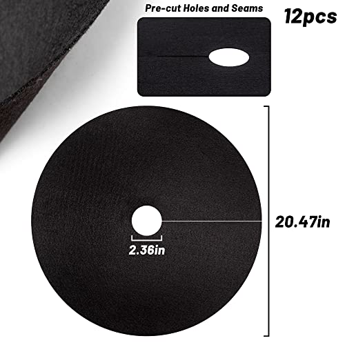 Pack 12 Non-Woven Tree Mulch Ring, 20.5 Inch Weed Barrier mat,Degradable Tree Mulch Used to inhibit Weed Growth and Landscape Weed Control Plant Root Protection - color: Black-12 Pack-20.5"