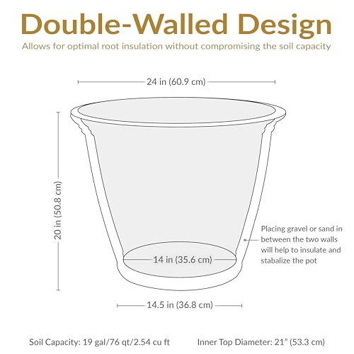 Sunnydaze Anjelica 24'' Large Plastic Planter Pot for Plants, Rust - color: Rust, size: 24 in