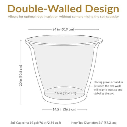 Sunnydaze Anjelica 24'' Large Plastic Planter Pot for Plants, Slate - color: Slate, size: 24 in
