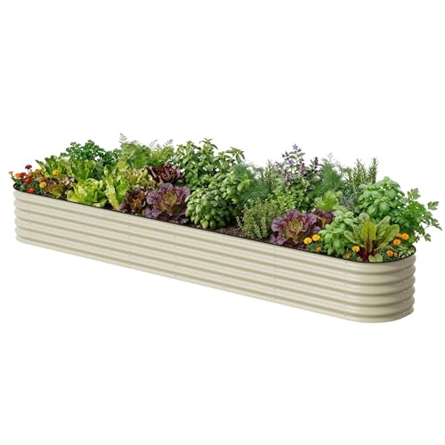 Vego garden 17" Tall 2' x 12' Giant Modular Metal Raised Garden Bed Kit, Large Metal Planter Box for Vegetables, Flowers, Herbs, Pearl White - color: Pearl White, size: 2' x 12'