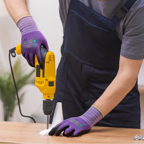 KAYGO Safety Work Gloves, MicroFoam Nitrile Coated, Men Women,KG18N - color: Purple, size: XX-Large