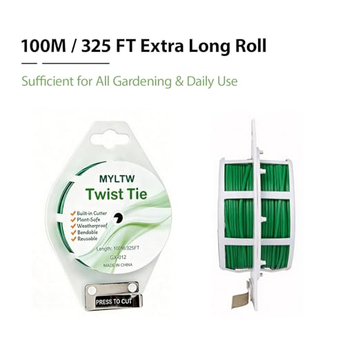 100m Garden Cable Ties & Cutters, Reusable Green Wire Twist Ties for Climbing Plants & Home Organization (Pack of 2) - size: 50M Garden Tie (Pack of 2)