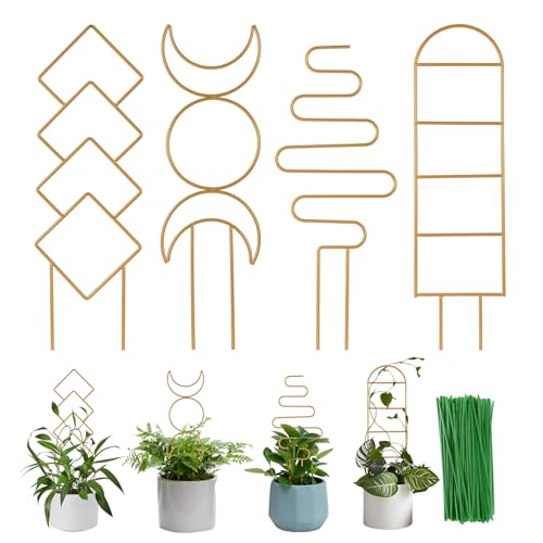 Wellsign 16inch Indoor Plant Trellis for Potted Plants - size: Gold-Metal-Trellis01