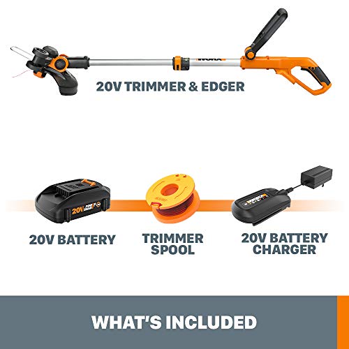 Worx 20V 12" 2-in-1 Cordless String Trimmer & Electric Lawn Edger, WG162 - style: 12" 20V Trimmer w/(1) 2.0 Ah Battery