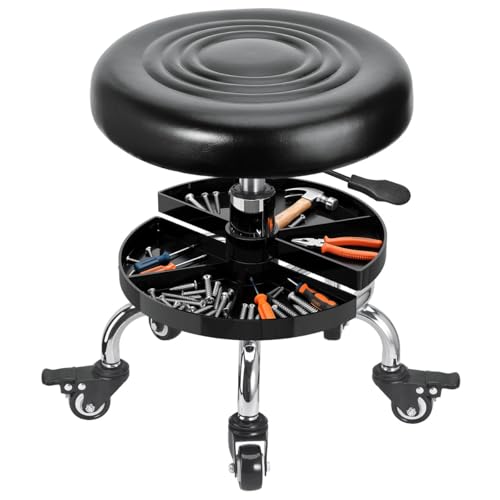 FLOLXNB Garage Mechanic Stool with Storage Tray,Low Height Rolling Shop Stools, Rolling Mechanics Seat Chair Height Adjustable, Rolling Shop Chair, Work Stool Creeper Seat (Style 3) - style: Style 3