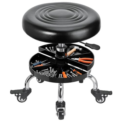 FLOLXNB Garage Mechanic Stool with Storage Tray,Low Height Rolling Shop Stools, Rolling Mechanics Seat Chair Height Adjustable, Rolling Shop Chair, Work Stool Creeper Seat (Style 3) - style: Style 3
