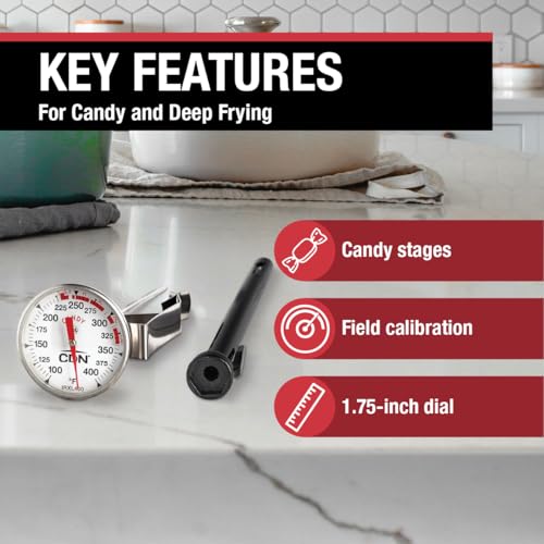 CDN ProAccurate Candy & Deep Fry Thermometer | Insta-Read 7" Stem | NSF Certified | 100–400°F Range | For Candy, Sugar, Oil, Deep Frying, Roasts, Poultry | Adjustable Pot Clip | IRXL400 - style: Insta-Read Candy & Deep Fry Thermometer