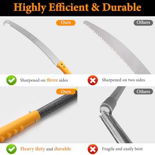 Pole Saws for Tree Trimming, 10.8FT Long Extension tree trimmer pole saw, Lightweight Manual Pruning Saw with Mn Steel Blade, Tree Branch Trimmer for Yard, Garden, Patio - size: 10.8FT