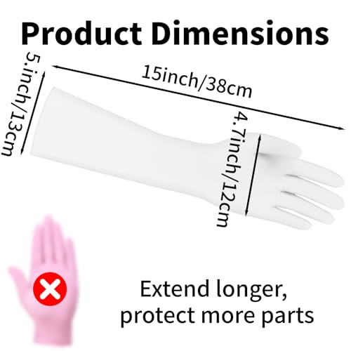 Long Sleeve 15inch Durable Nitrile Disposable Gloves Blue 30PCS - color: White, size: Medium