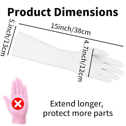Long Sleeve 15inch Durable Nitrile Disposable Gloves Blue 30PCS - color: White, size: Medium