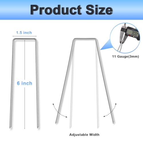 JERIA 6 Inch 120 Pack U-Shaped Galvanized Garden Stakes