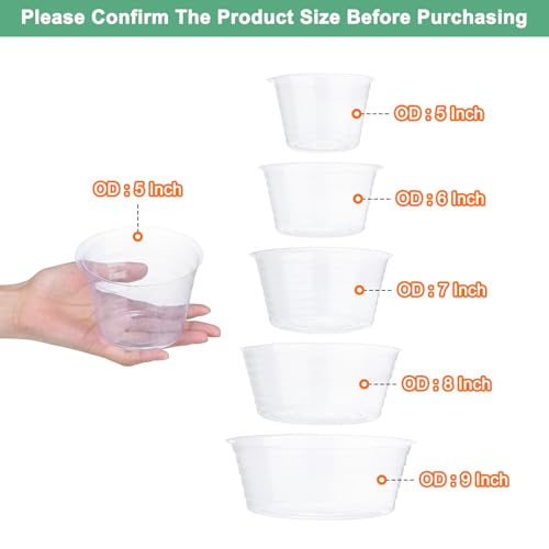 M METERXITY 10-Pack Plastic Plant Saucer, 5 Inch Clear Thin Plant Saucer Drip Tray for Indoor/Outdoor, Planter Liners Nursery Pots - size: 5 Inch