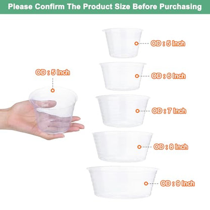 M METERXITY 10-Pack Plastic Plant Saucer, 5 Inch Clear Thin Plant Saucer Drip Tray for Indoor/Outdoor, Planter Liners Nursery Pots - size: 5 Inch
