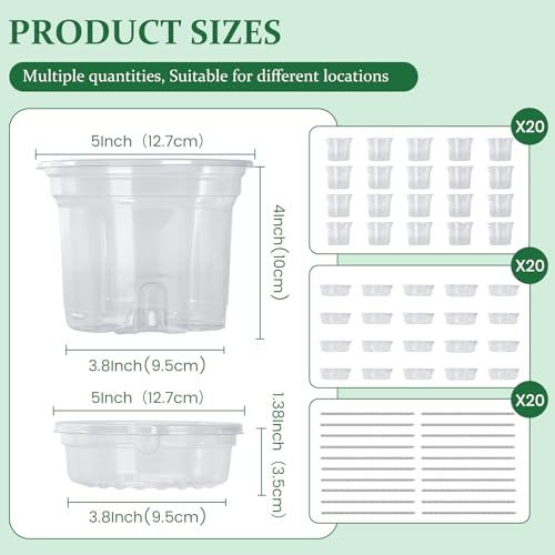Bluepro Self Watering Pots for Indoor Plants, 5 Inch, 20-Pack - size: 5 Inch-20Pcs