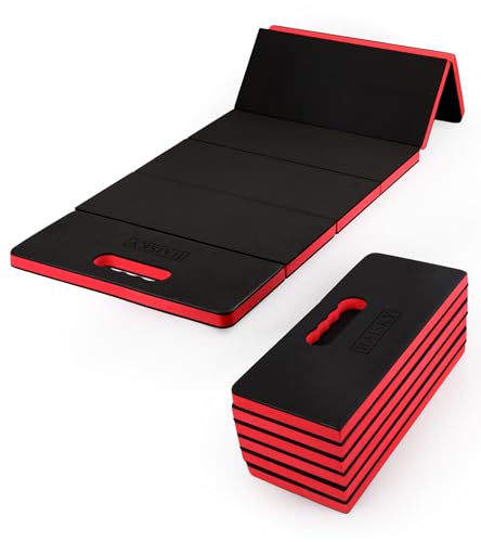 Foldable Mechanic Mat Kneeling Pad, 1.2" Extra Thick EVA Foam,Red - color: RED & BLACK