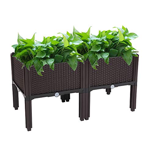 Raised Garden Beds, Planter Box, Self-Watering Plastic Planter for Indoor Outdoor Vegetables, Fruits, Potato, Flowers (2 Pcs) - size: 2 Pcs