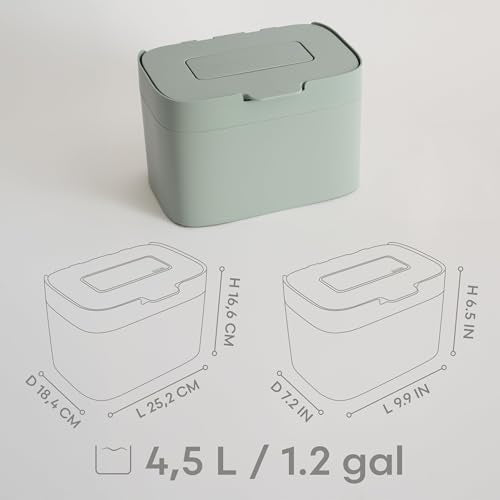 KAZAI. Compost Bin Kitchen 'Elin' | 1.2 GAL / 4.5L Countertop Compost Bin with Lid & Carbon Filter | Odor-Free, Dishwasher Safe, with Inner Bucket | Small Indoor Kitchen Composter | Sage-Green - color: Sage-Green