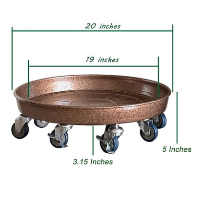 Rolling Planter Caddy(570lbs Capacity), Heavy Duty Metal Plant Stand with Brake Wheels Plant Dolly Mover Plant Pot Tray Saucer for Indoor Outdoor 20Inches Copper - color: 20Inchescopper 1-Pack