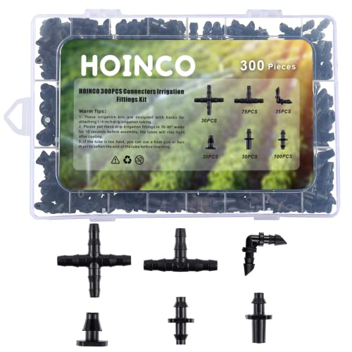 300Pcs Drip Irrigation Parts Kit Drip System Fittings for1/4 Tubing - color: Xkhz