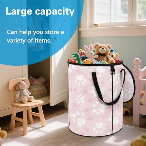 BIGCARJOB Dog Paw Collapsible Garbage Can Trash Can Outside Waterproof Recycling Bin Storage Bag Trash Bin with Lid and Clip, 22.83x17.71 in - color: Dog Paw