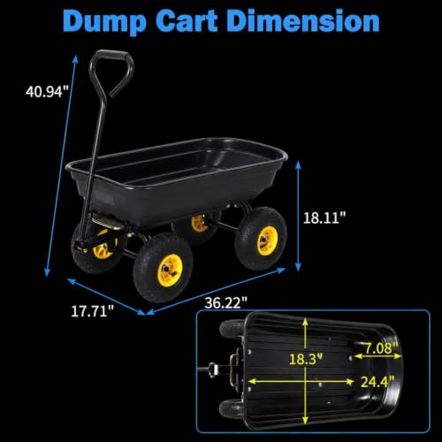 Heavy-Duty Utility Garden Dump Cart, 400Lbs Capacity - size: 400LBS