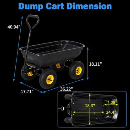 Heavy-Duty Utility Garden Dump Cart, 400Lbs Capacity - size: 400LBS