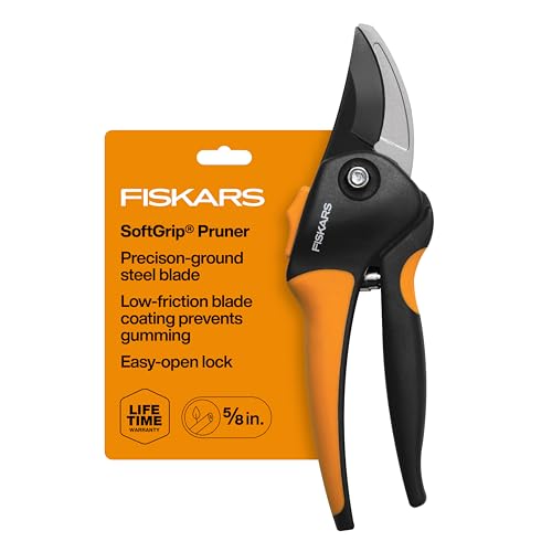 Fiskars Bypass Pruning Shears, 5/8" Cut Capacity Garden Clippers, SoftGrip (Pack of 6) - size: SoftGrip (Pack of 6)