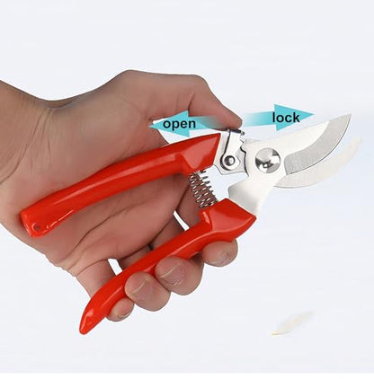 Garden Flower Shears Pruning Shears 6.9 inches Scissors Heavy Duty Plant Scissors for Cutting Flowers, Trimming Plants, Bonsai, Fruits Picking (Red Handle) - style: Red Handle