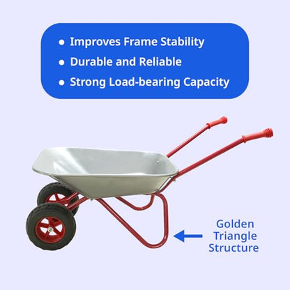 Kids Metal Wheelbarrow 2 Wheel Children Wheelbarrow for Kids(Silver) - color: Silver