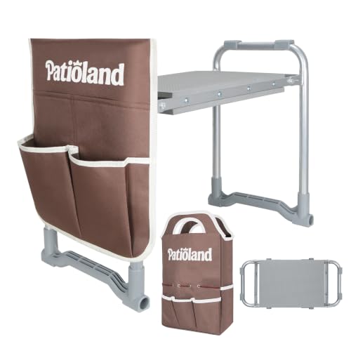 Foldable Garden Kneeler Seat,Heavy Duty Garden Workseat w/ Tool Bag & Pouch - color: Gray-modle C