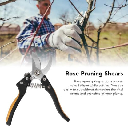 Limen 6.7 Inch Micro Tip Pruning Shears,SK5 High Carbon Steel Hand Pruners with Black Yellow Ergonomic Handles for Bonsai Floral Houseplant Trimming
