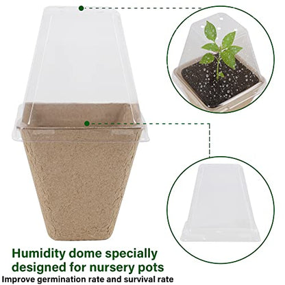 winemana Seed Starter Peat Pots,Biodegradable with Humidity Dome and Labels For Plant Nursery, Seedlings Planting For Indoor Outdoor Garden (Square)36 Set - size: Square