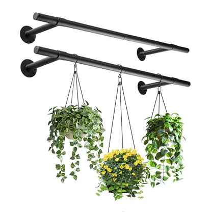 2 pcs Hanging Planters Rod – Plant Hanger Indoor for Window Ceiling, Hanging Plant Shelf for Wall Planter House Plants, Plant Shelves Metal Holder Bar 47.5In (Pots, Plants, Chains not Included) - size: 47.5In Length-2Pcs