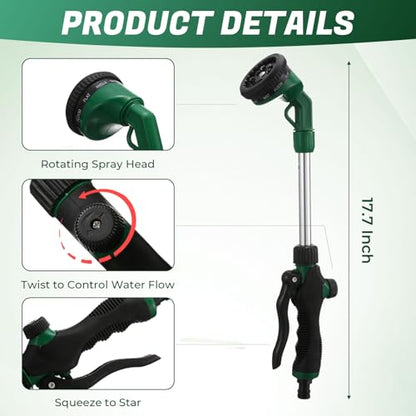 Hushee 2 Pack Garden Hose Watering Wand, 17.7 In Metal Wand, Green - color: Green