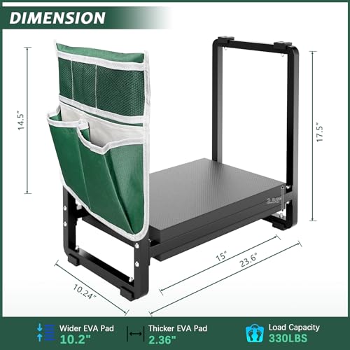 Garden Kneeler and Seat, 10.2" Wider Heavy Duty Thick for Kneeling and Seat - color: Black