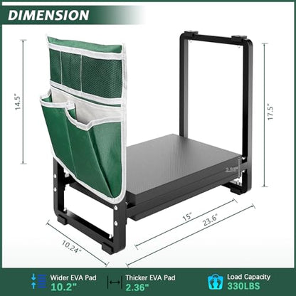 Garden Kneeler and Seat, 10.2" Wider Heavy Duty Thick for Kneeling and Seat - color: Black