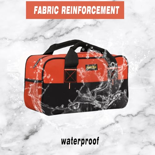 FASTECH 14 Inch Small Tool Tote Bag, Wide Mouth Zipper Bag, Waterproof Tool Organizer Bag, Multi-Pockets Wide Mouth Tool Tote For Man/Woman (Orange) - size: Orange