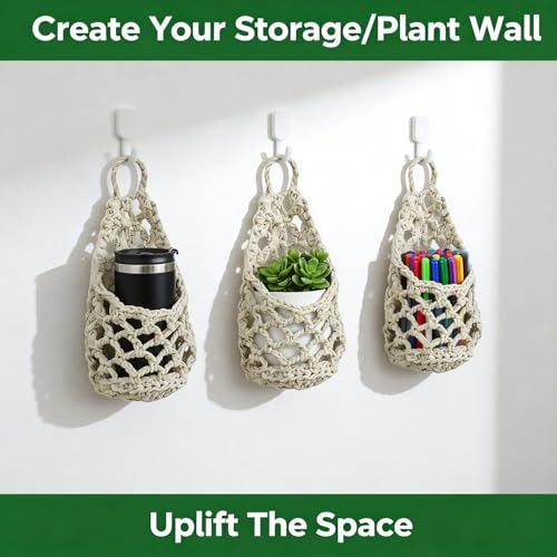Macrame Plant Hanger Set of 2, Boho Wall Hanging Planter for up to 6" Pots - color: 2 Pcs White, size: 6 Inch