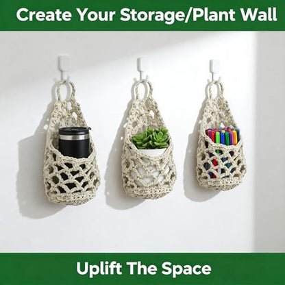 Macrame Plant Hanger Set of 2, Boho Wall Hanging Planter for up to 6" Pots - color: 2 Pcs White, size: 6 Inch