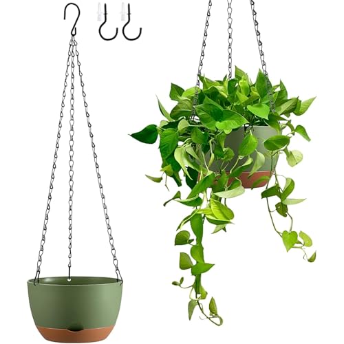 Set of 2-8 Inch Hanging Planters for Indoor Outdoor Plants - color: Green, size: 8 Inch