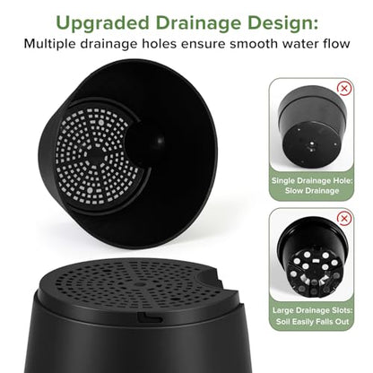GARDIFE 2026 Upgraded Self Watering Plant Pots with Drainage Hole, 7/6.5/6/5.5/5/4 Inch Flower Planting Containers for House Plants, African Violet, Flowers, Cactus (Black, 7+6.5+6+5.5+5+4 inch) - color: 7-black-upgraded, size: 7+6.5+6+5.5+5+4 inch