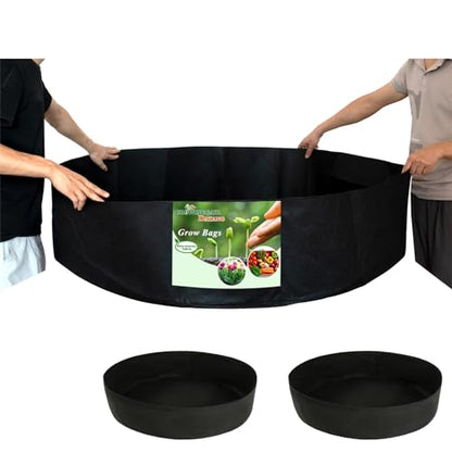 2-Pack 100 Gallon Large Non-Woven Grow Bags Reusable Thickened Durable Aeration Fabric Pot Black (100Gal_2Pcs) - color: 100gal_2pcs
