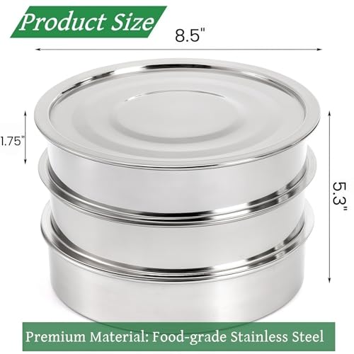 Tlence 9" Stackable Stainless Steel Seed Sprouting Kit, 3-Tier Mesh Germination Tray, Seed Sprout Grower with Lid Base, Microgreens Propagator for Beans Peas Broccoli Wheat Grass, Soil Free