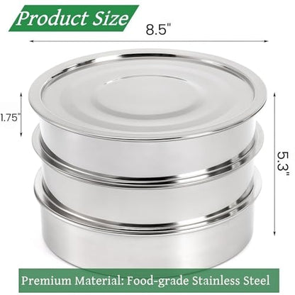 Tlence 9" Stackable Stainless Steel Seed Sprouting Kit, 3-Tier Mesh Germination Tray, Seed Sprout Grower with Lid Base, Microgreens Propagator for Beans Peas Broccoli Wheat Grass, Soil Free