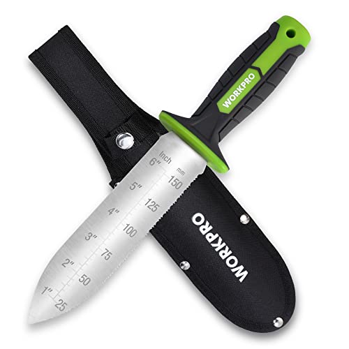 WORKPRO Hori Hori Garden Knife, Garden Tools with Oxford Sheath - color: Green, size: 7"