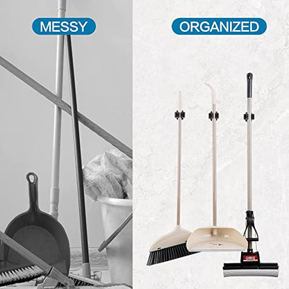 JAMEND CLXP 3PCS Broom and Mop Holder, Heavy Duty Garden Tool Organizer Rack Rake and Shovel Handle, Stainless Steel Mop Hanger. Wall Mounted Utility Rack with Screws, Matte Black - color: Matte Black, size: 3