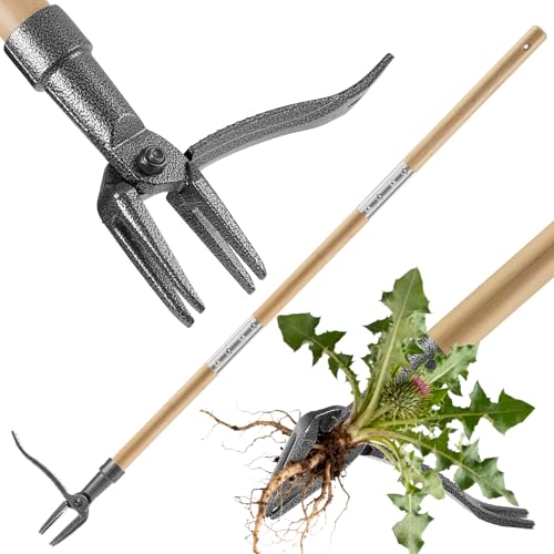 Long Handle Weed Pulling Tool, 46" Standing Weeder - Ergonomic Root Removal for Easy Gardening, Reduces Bending for Senior and Back Comfort