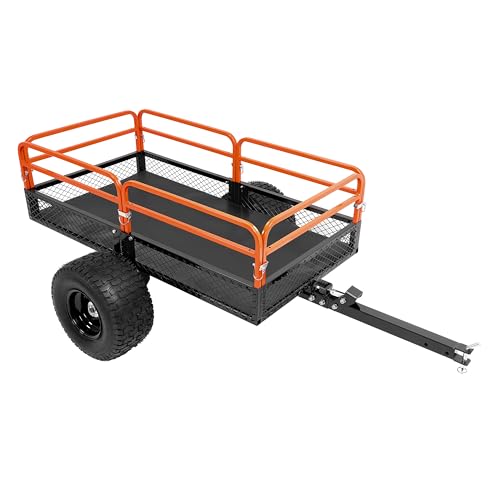 ALMULOO 2 Packages Heavy Duty ATV UTV Trailer Dump Cart 1500LBS Capacity Tow Behind Utility Cart with Removable Sides for Lawn Mower Tractor Garden